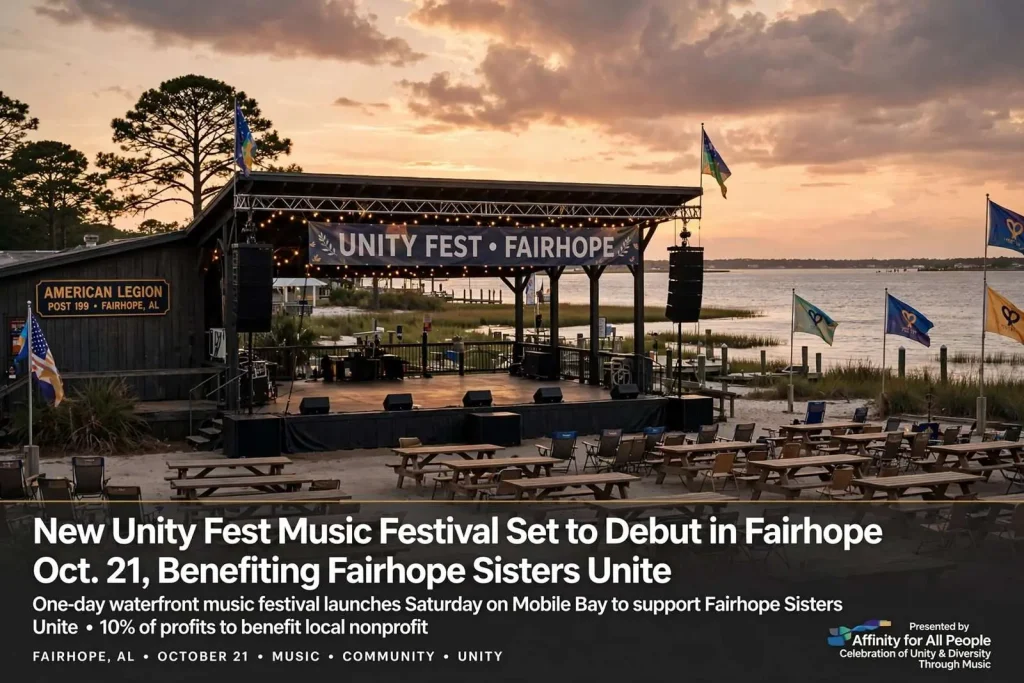 Illustration for the news story: New Unity Fest Music Festival Set to Debut in Fairhope Oct. 21, Benefiting Fairhope Sisters Unite
