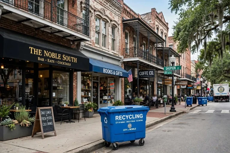 Illustration for the news story: City of Mobile Rolls Out Curbside Recycling for Downtown Dauphin Street Businesses
