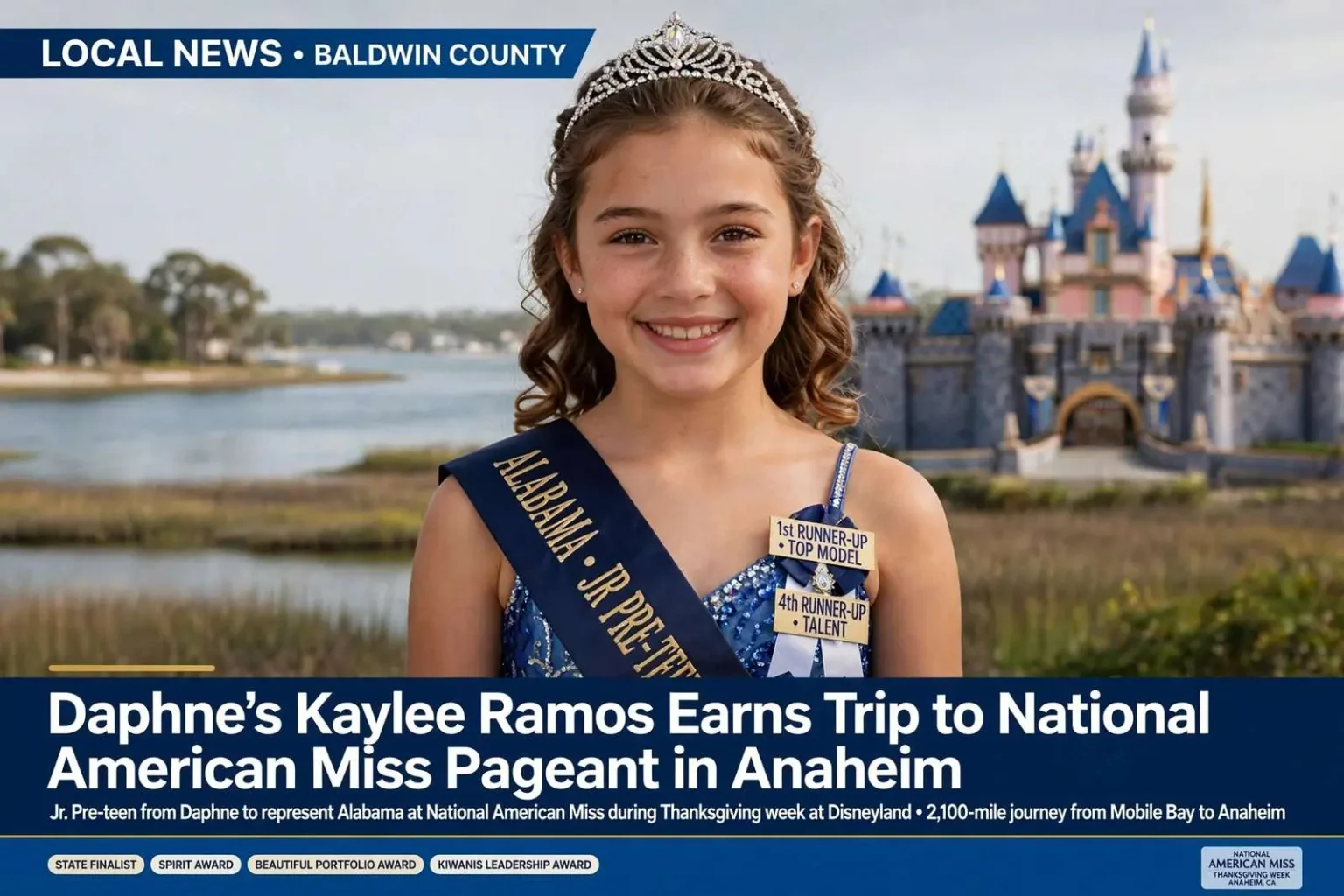 Illustration for the news story: Daphne’s Kaylee Ramos Earns Trip to National American Miss Pageant in Anaheim