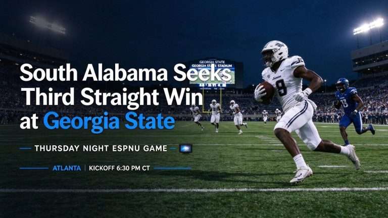 Illustration for the news story: South Alabama Seeks Third Straight Win at Georgia State in Thursday Night ESPNU Game