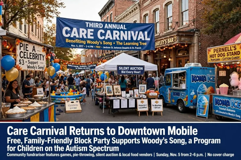 Illustration for the news story: Third Annual Care Carnival Returns to Downtown Mobile to Benefit Woody’s Song