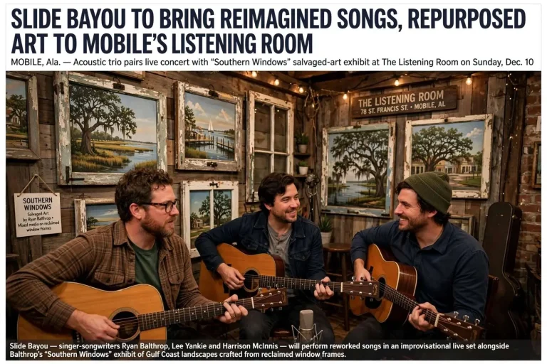 Illustration for the news story: Slide Bayou to Bring Reimagined Songs, Repurposed Art to Mobile’s Listening Room