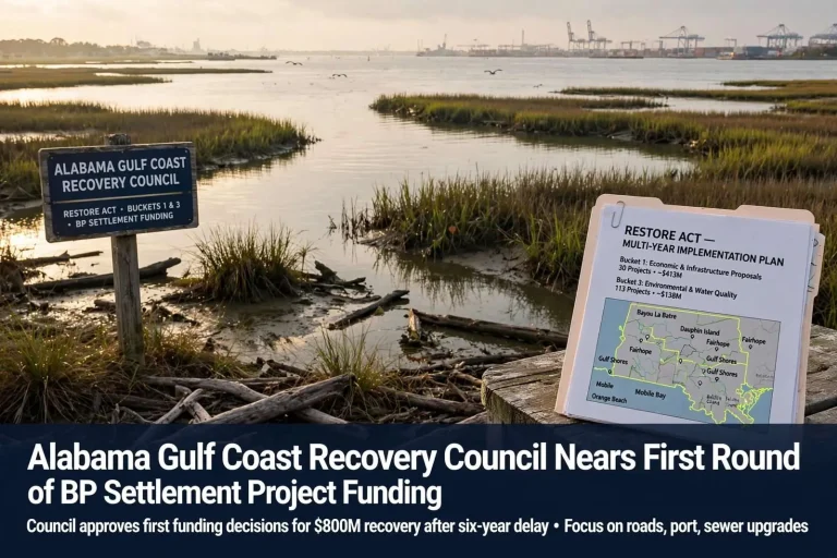 Illustration for the news story: Alabama Gulf Coast Recovery Council Nears First Round of BP Settlement Project Funding