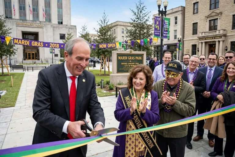 Illustration for the news story: Mardi Gras Park Opened in Downtown Mobile in 2018