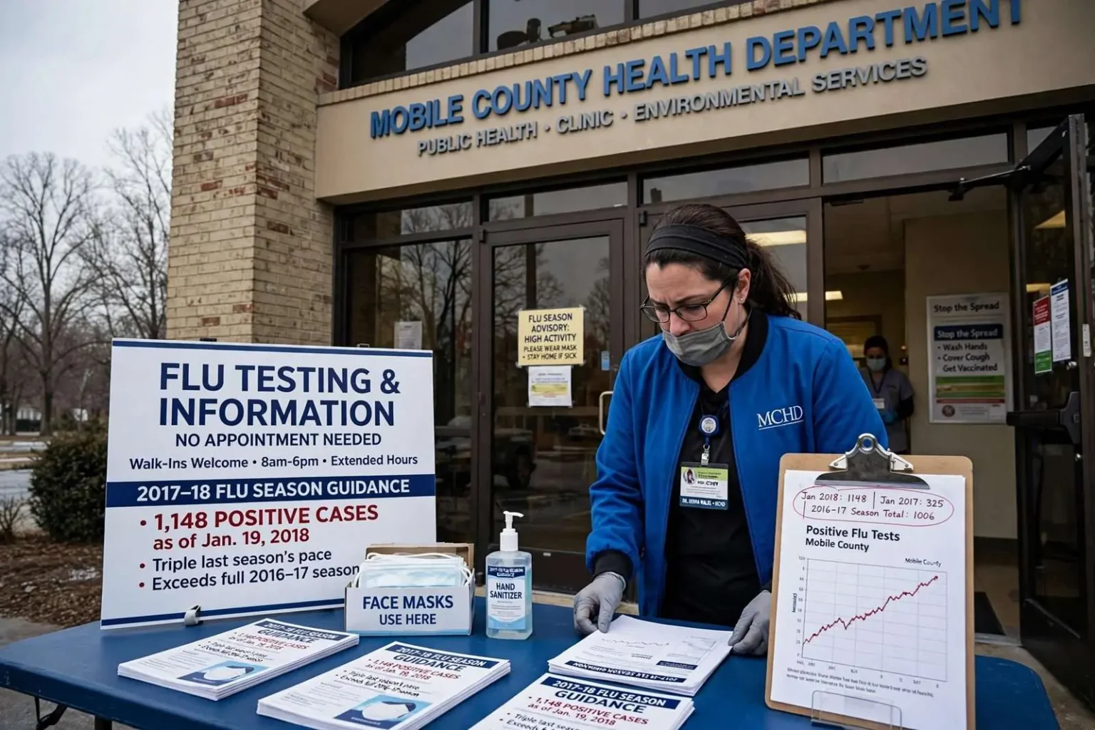Illustration for the news story: Mobile County Flu Tests Surpassed Prior Season’s Total Early in 2018