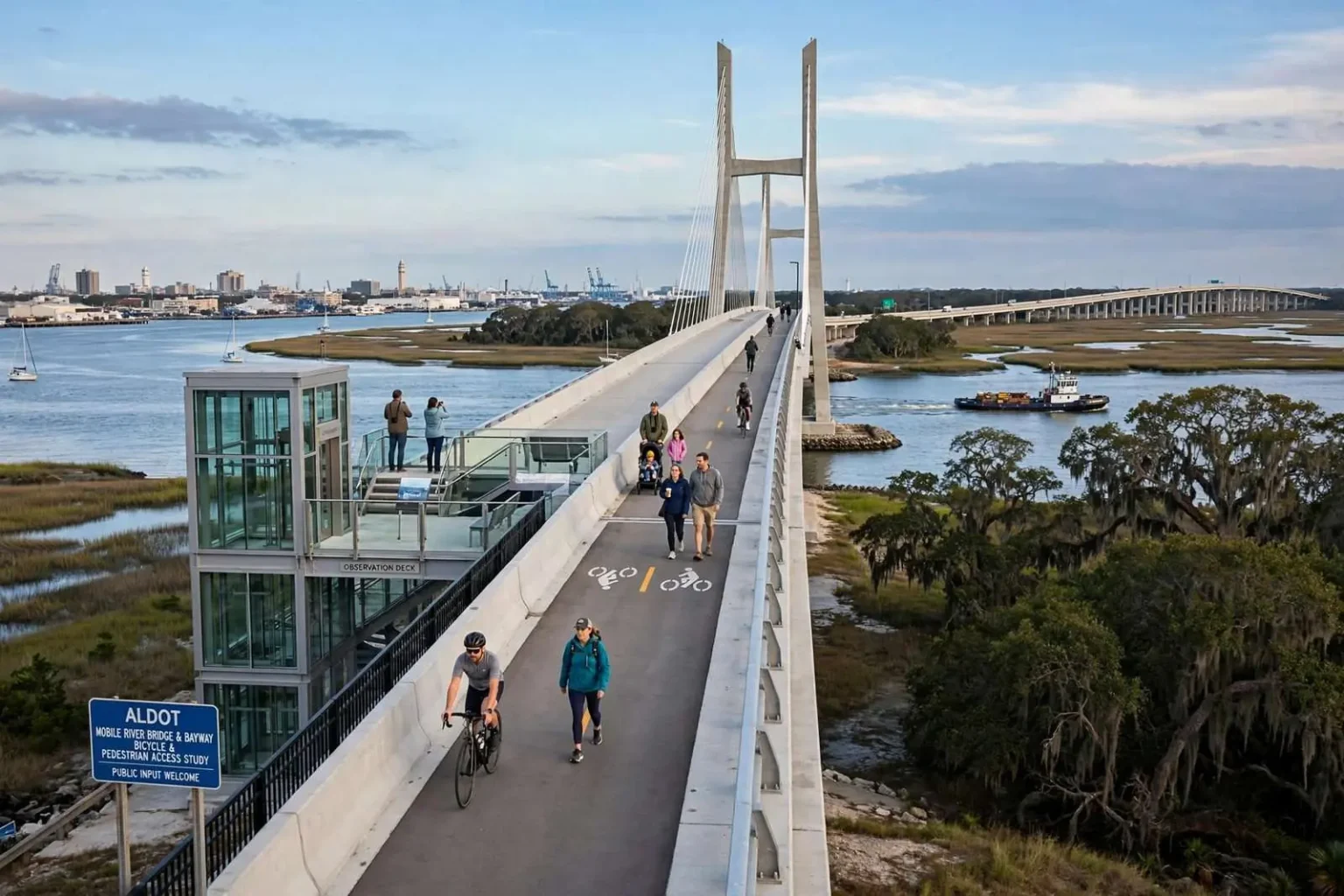 Illustration for the news story: ALDOT Weighs Bike Lanes and Walkways for New Mobile River Bridge