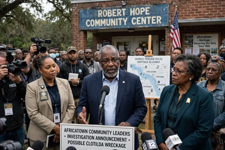 Illustration for the news story: Africatown Community Leaders Announce Investigation Into Possible Clotilda Wreckage