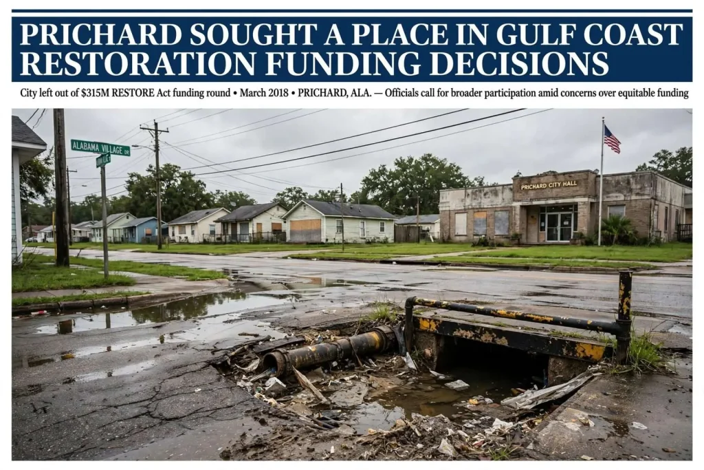 Illustration for the news story: Prichard Sought a Place in Gulf Coast Restoration Funding Decisions