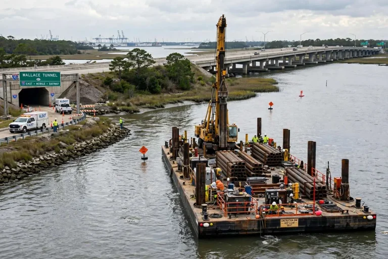 Illustration for the news story: ALDOT Pile Driving Work Set Near Wallace Tunnel for Mobile River Bridge Project