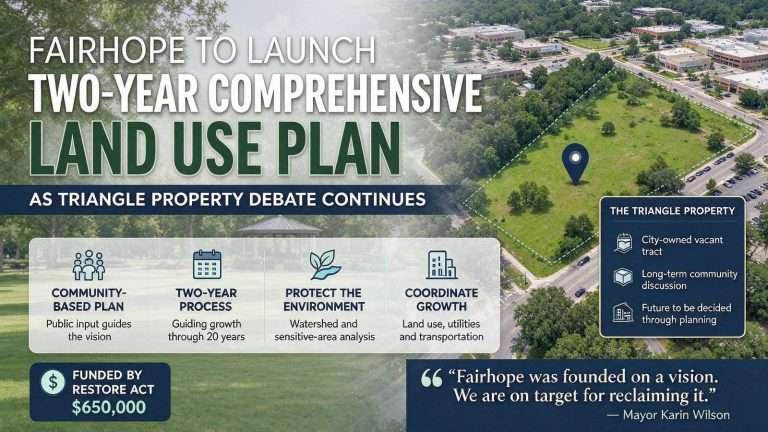 Illustration for the news story: Fairhope to Launch Two-Year Comprehensive Land Use Plan as Triangle Property Debate Continues