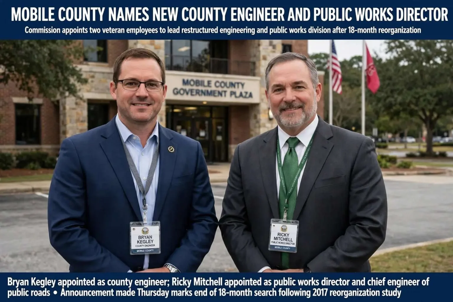 Illustration for the news story: Mobile County names new county engineer and public works director