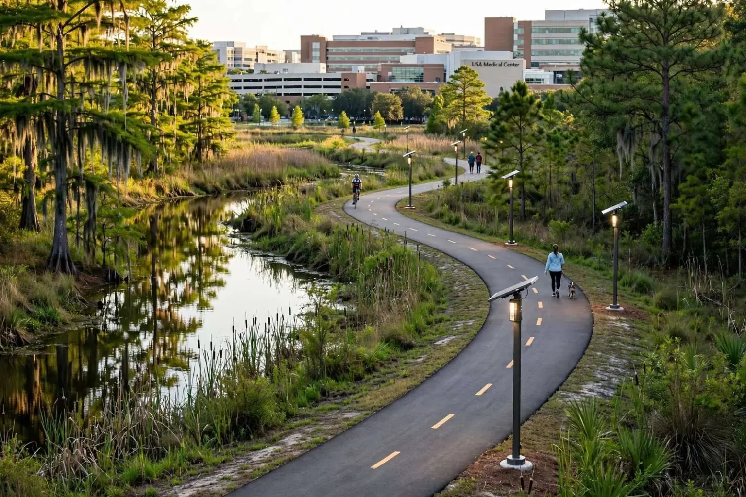 Illustration for the news story: Mobile Lands $555,092 State Grant to Extend Three Mile Creek Greenway to USA Medical Center