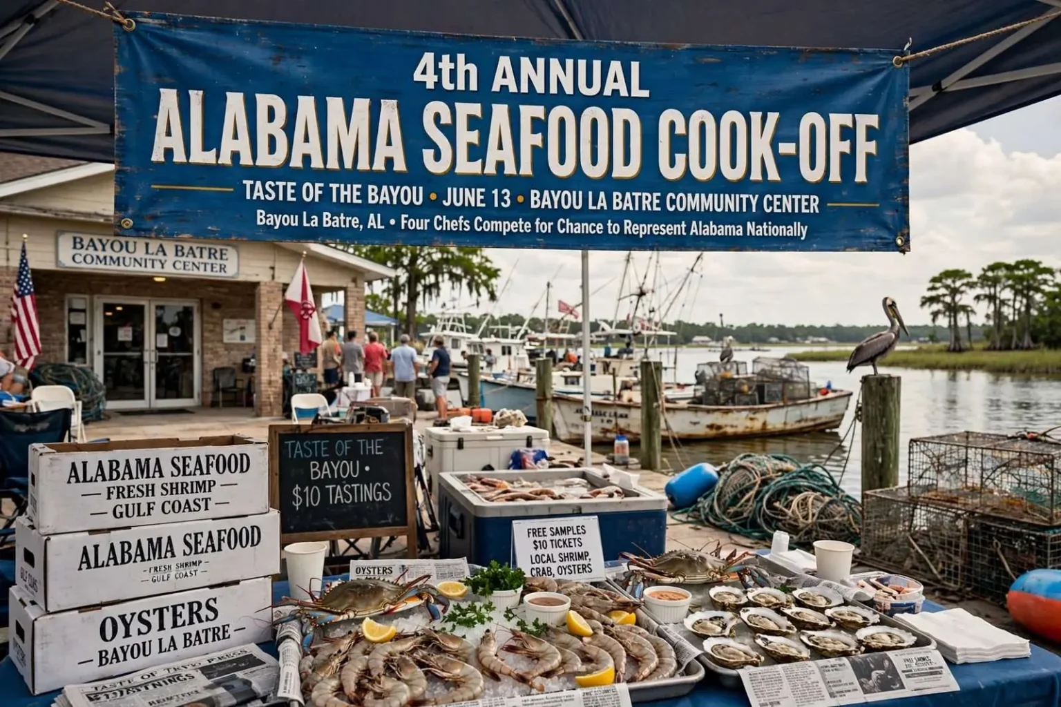 Illustration for the news story: Bayou La Batre to Host Fourth Annual Alabama Seafood Cook-Off, Taste of the Bayou