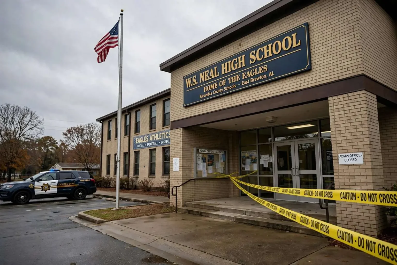 Illustration for the news story: East Brewton Teacher Arrested in Grade-Changing Scandal at W.S. Neal High School