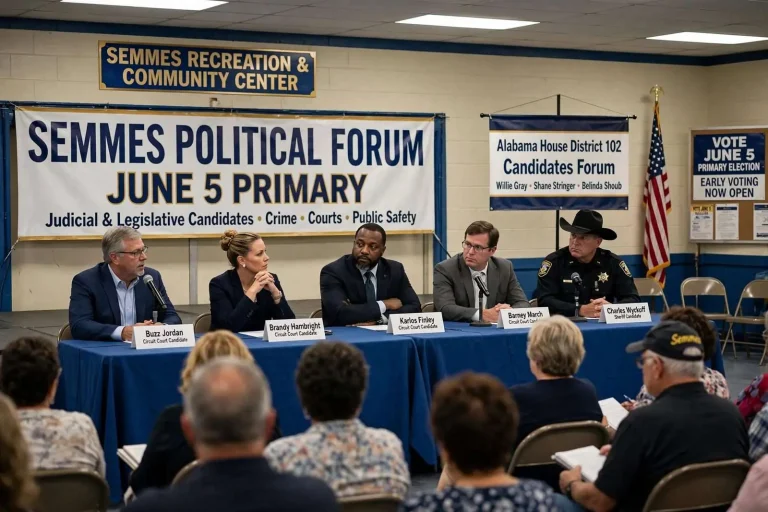 Illustration for the news story: Judicial and Legislative Candidates Square Off at Semmes Political Forum