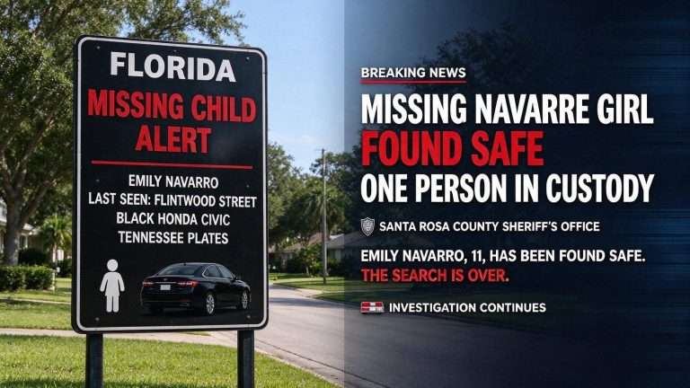 Illustration for the news story: Missing Navarre Girl Found Safe; One Person in Custody