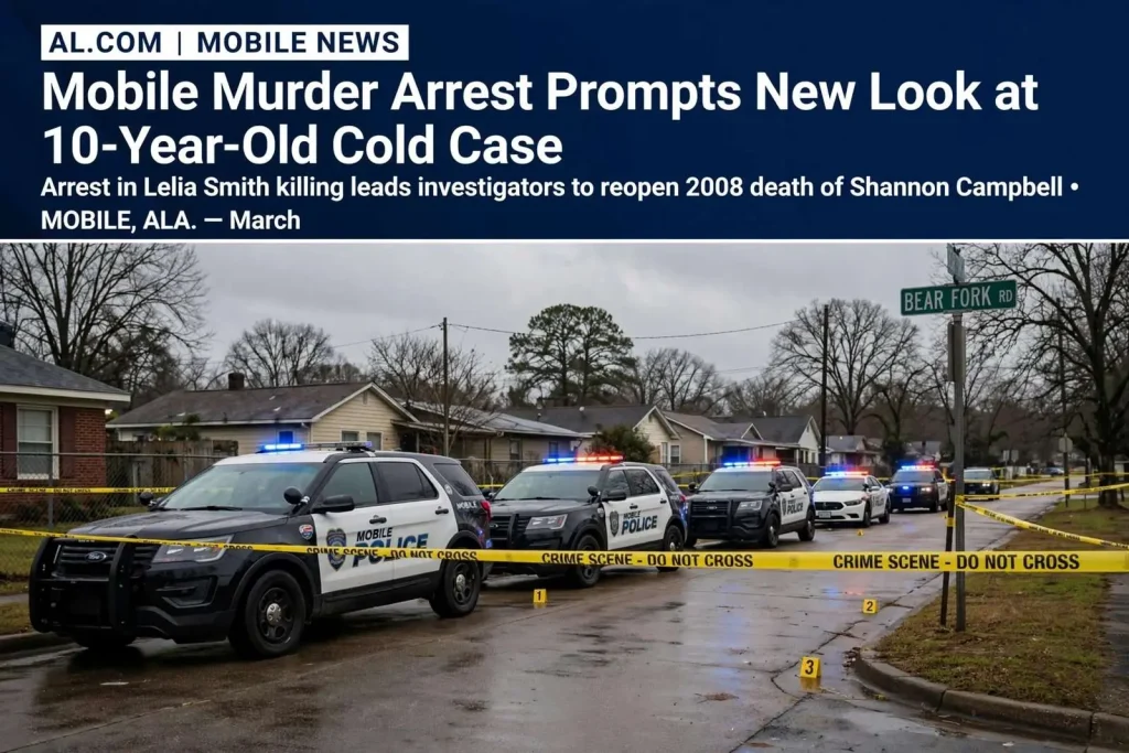 Illustration for the news story: Mobile Murder Arrest Prompts New Look at 10-Year-Old Cold Case