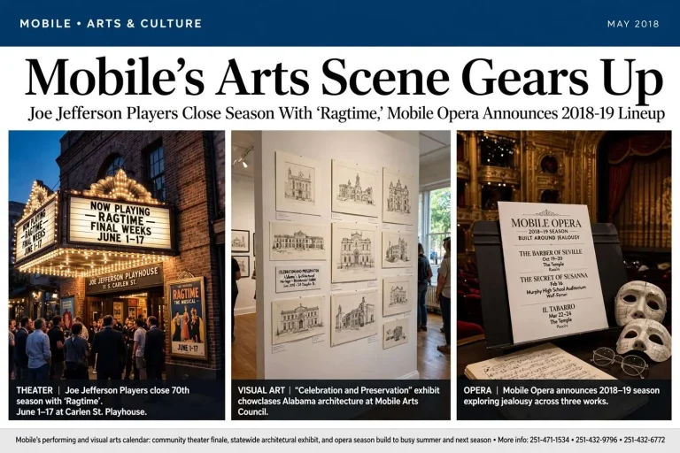 Illustration for the news story: Mobile’s Arts Scene Gears Up: Joe Jefferson Players Close Season With ‘Ragtime,’ Mobile Opera Announces 2018-19 Lineup