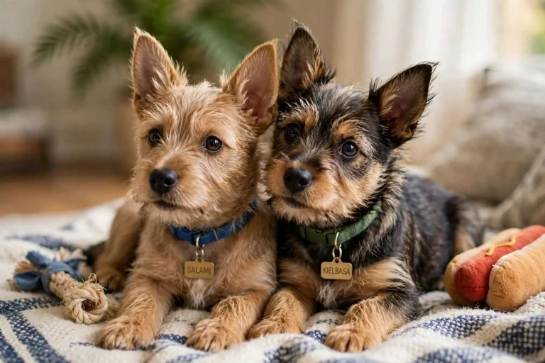 Illustration for the news story: Salami and Kielbasa: Mobile SPCA’s ‘Sausage Pups’ Both Find Homes