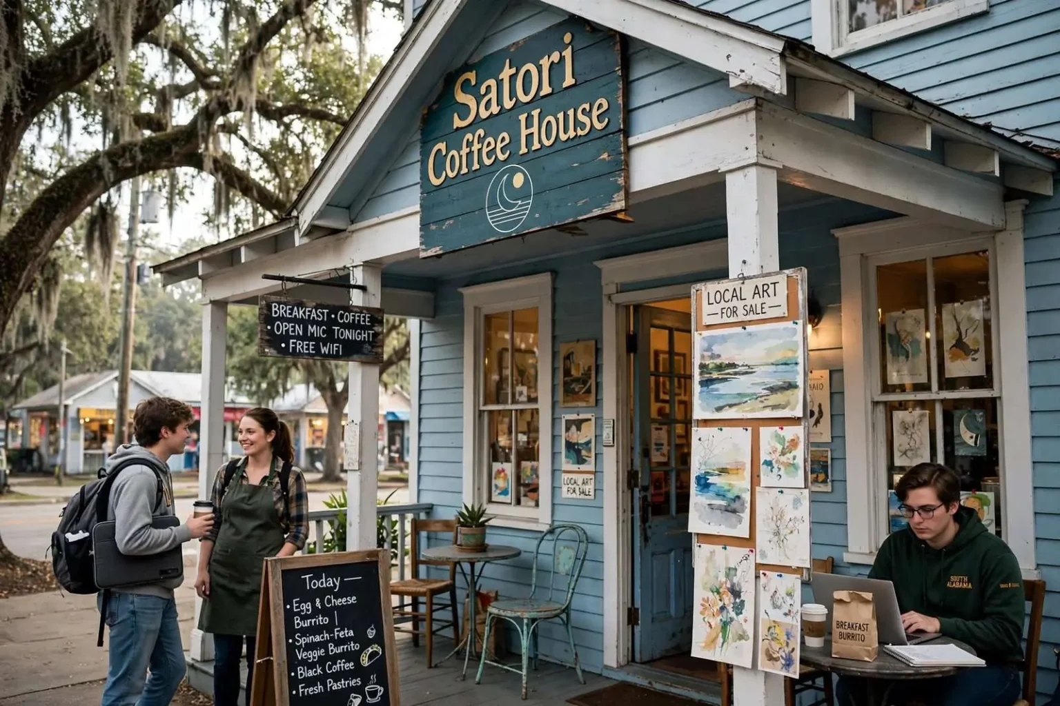 Illustration for the news story: Satori Coffee House Serves West Mobile a Cozy Breakfast Routine