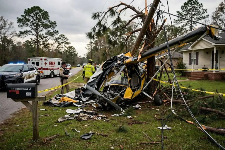 Illustration for the news story: Ultralight plane crashes into yard near Atmore, pilot injured