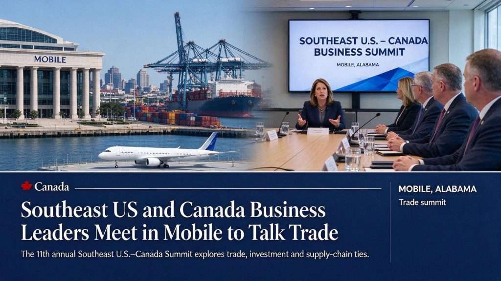 Illustration for the news story: Southeast US and Canada Business Leaders Meet in Mobile to Talk Trade