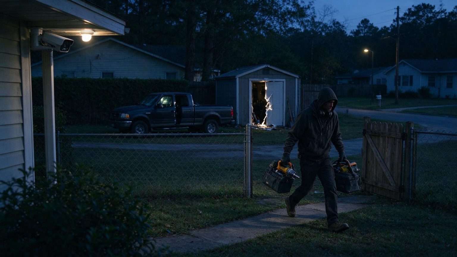 Illustration for the news story: Theodore Burglary Caught on Camera: Neighbors Hope Footage Leads to Arrest