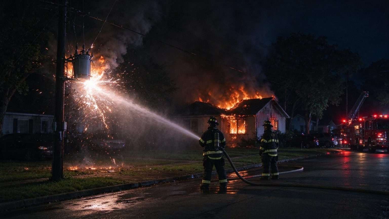 Illustration for the news story: Transformer Explodes as Firefighters Battle West Mobile House Fire on Cody Road