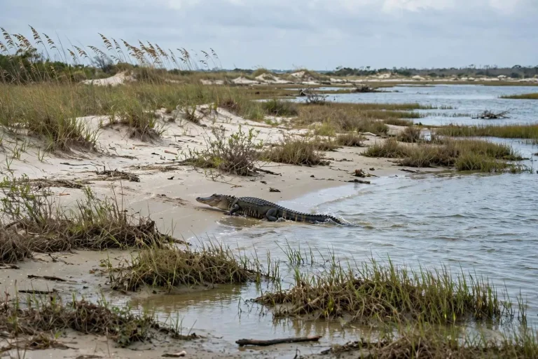 Illustration for the news story: Alligator spotted traveling the west end of Dauphin Island