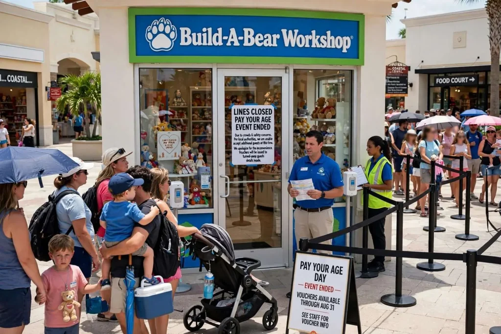 Illustration for the news story: Build-A-Bear ends Pay Your Age event after overwhelming turnout at local stores