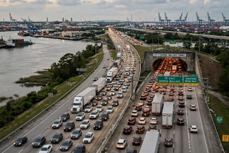 Illustration for the news story: Economist Says Delays on New Mobile River Bridge Are Costing Commuters Hundreds of Millions a Year