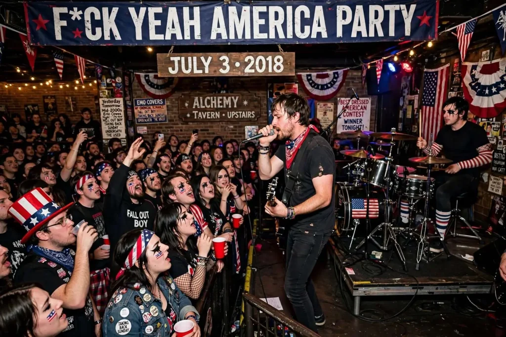 Illustration for the news story: Yesterday Tomorrow’s Emo Covers Pack Alchemy Tavern for July 3 ‘F*ck Yeah America’ Party