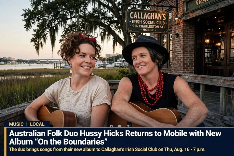 Illustration for the news story: Australian Folk Duo Hussy Hicks Returns to Mobile with New Album “On the Boundaries”