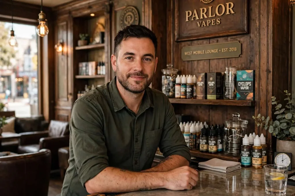 Illustration for the news story: Bartender Profiles: Vapetender Jon-Michael Thiroux on Parlor Vapes’ West Mobile Lounge