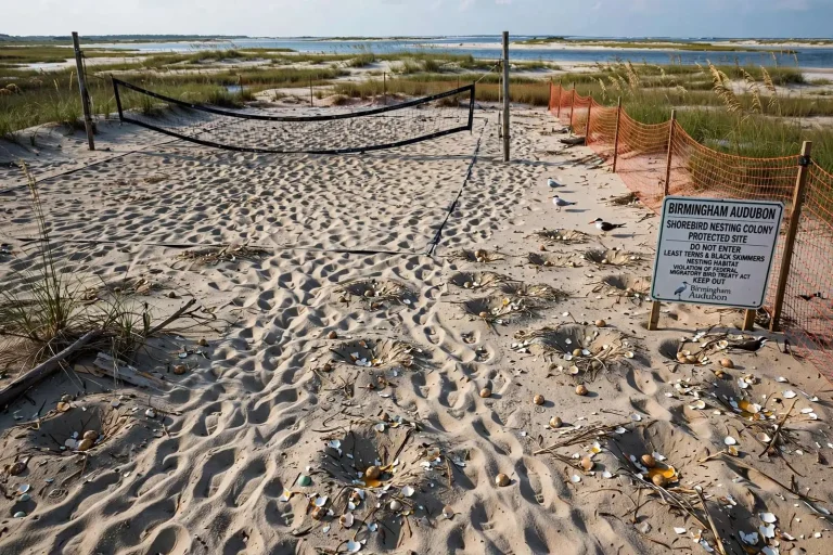 Illustration for the news story: Beach Volleyball on Sand Island Kills Hundreds of Unhatched Shorebirds