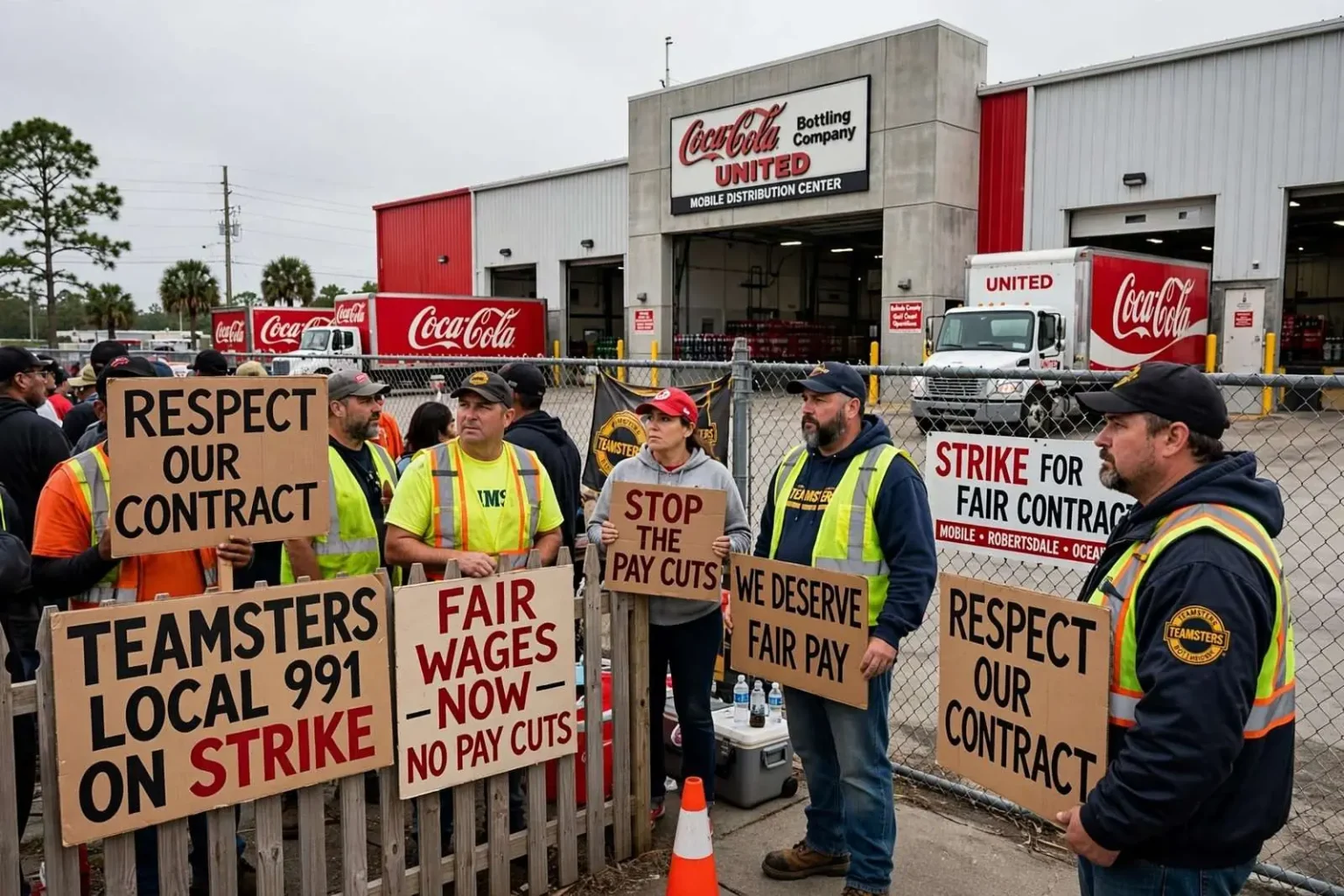 Illustration for the news story: Coca-Cola UNITED Workers Strike in Mobile, Robertsdale and Ocean Springs