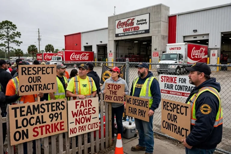 Illustration for the news story: Coca-Cola UNITED Workers Strike in Mobile, Robertsdale and Ocean Springs