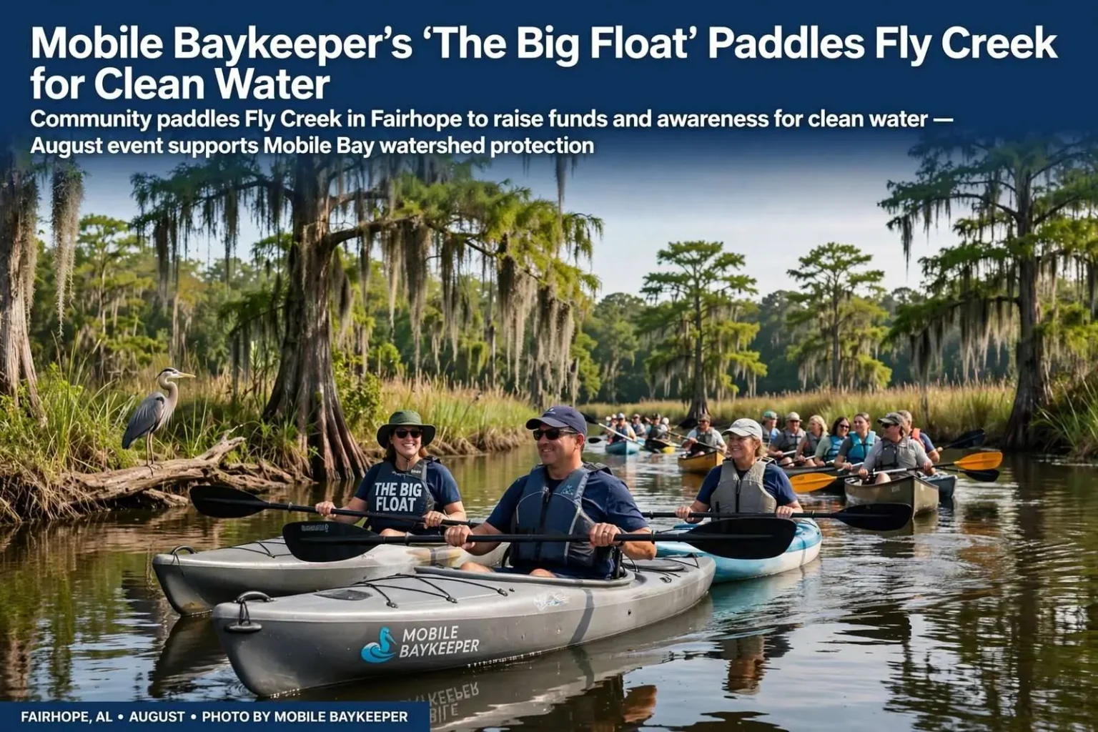 Illustration for the news story: Mobile Baykeeper’s ‘The Big Float’ Paddles Fly Creek for Clean Water