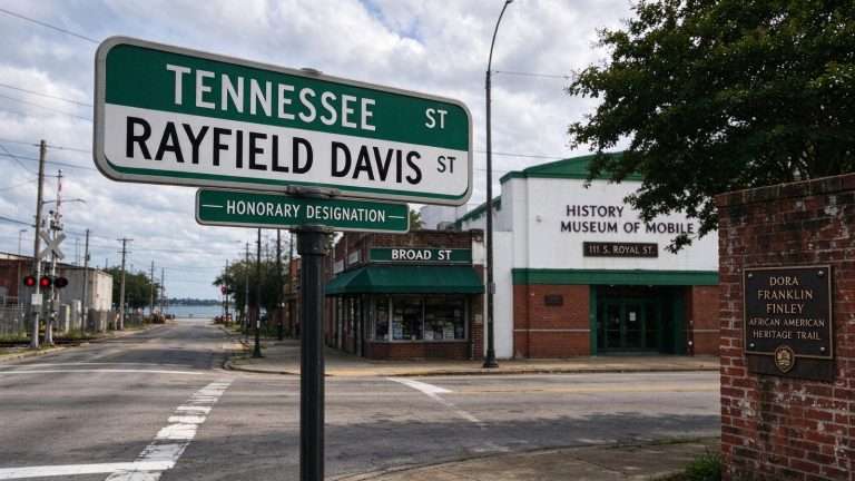 Illustration for the news story: Mobile Renames Stretch of Tennessee Street to Honor Rayfield Davis, Killed in Unprosecuted 1948 Slaying