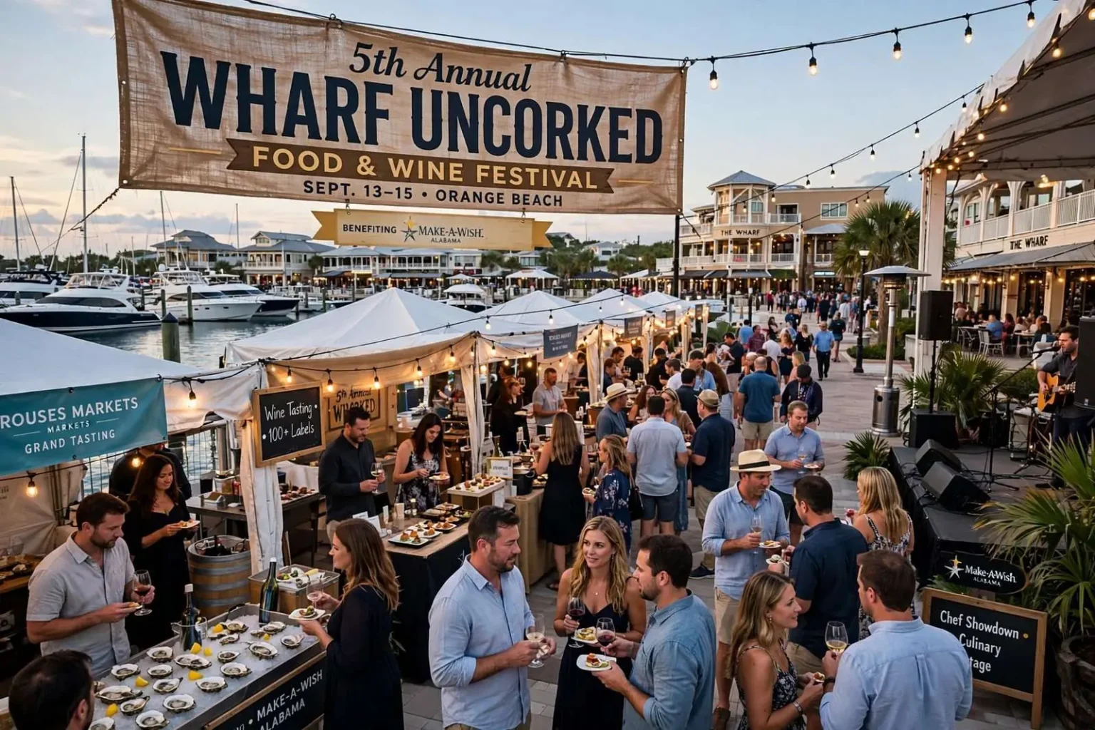 Illustration for the news story: 5th Annual Wharf Uncorked Food and Wine Festival Returns to Orange Beach Sept. 13-15