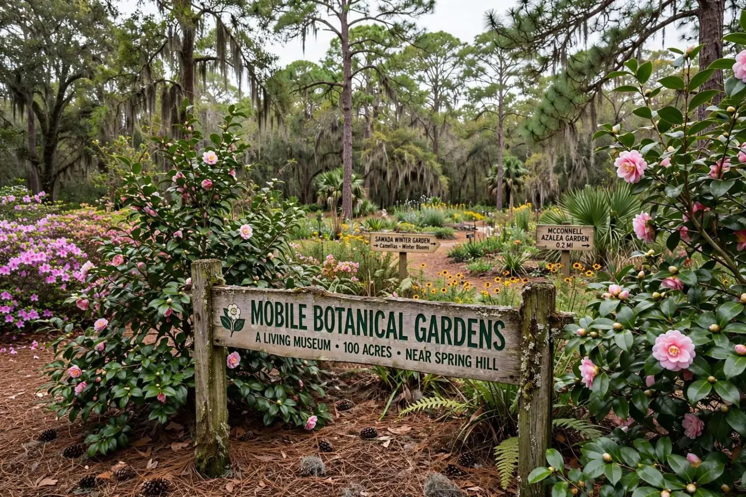 Illustration for the news story: A Closer Look at Mobile Botanical Gardens, the 100-Acre Living Museum Near Spring Hill