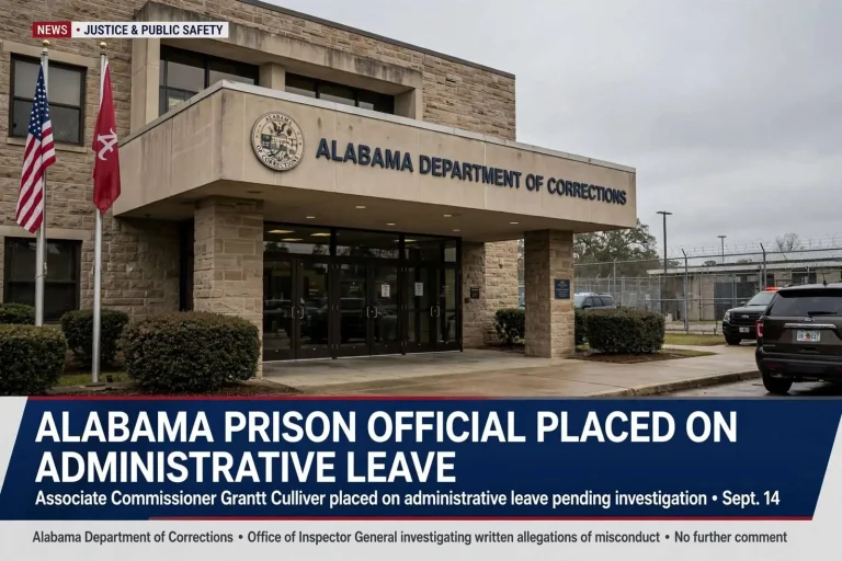Illustration for the news story: Alabama prison official placed on administrative leave