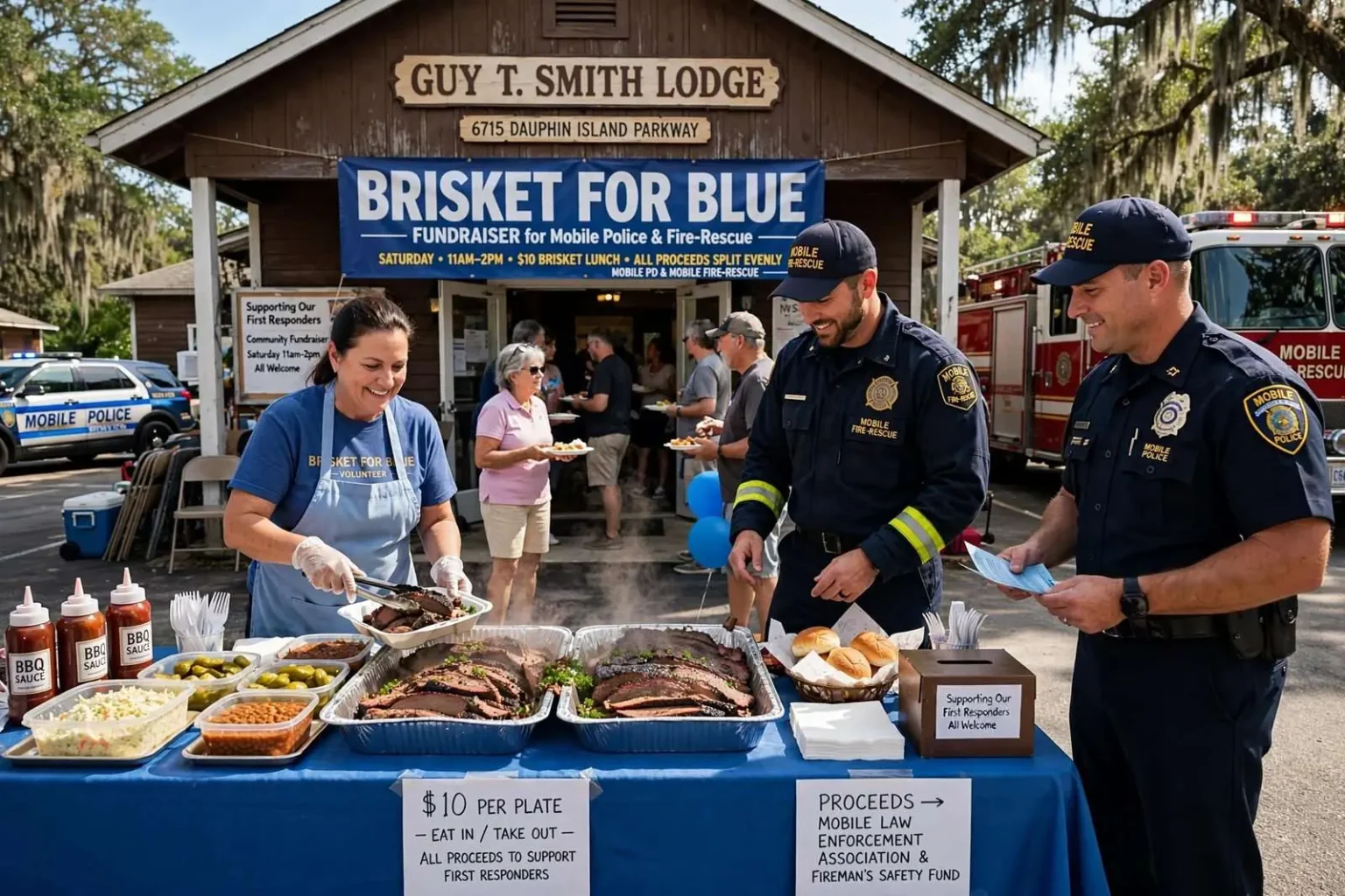Illustration for the news story: Brisket for Blue fundraiser to support Mobile police and firefighters