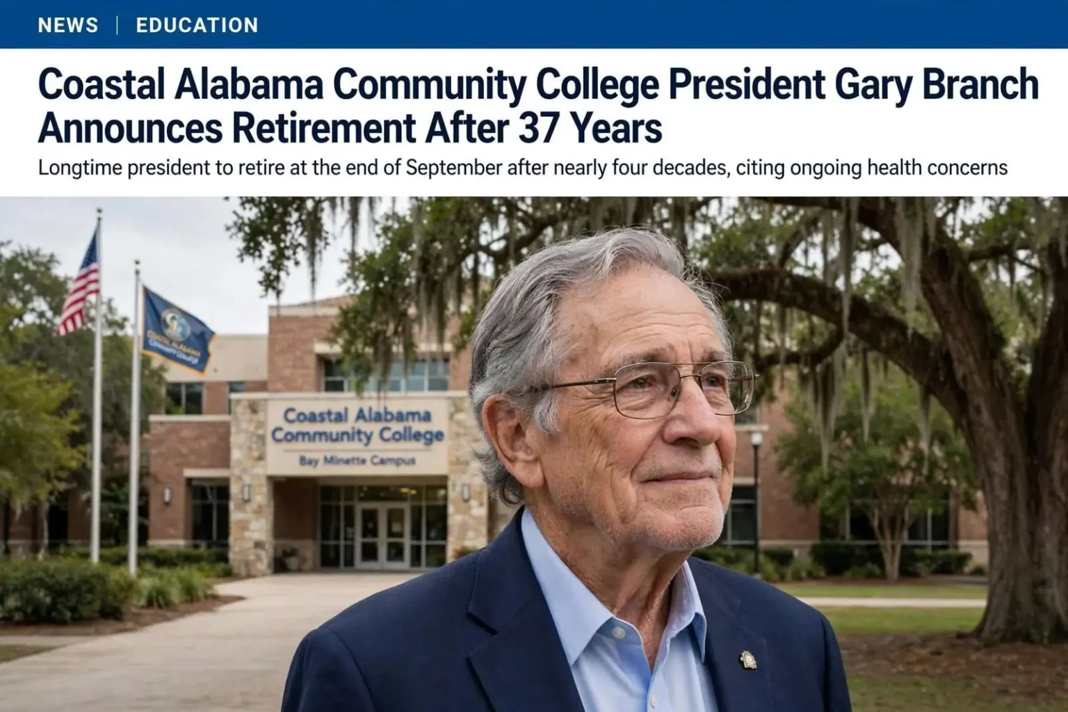 Illustration for the news story: Coastal Alabama Community College President Gary Branch Announces Retirement After 37 Years