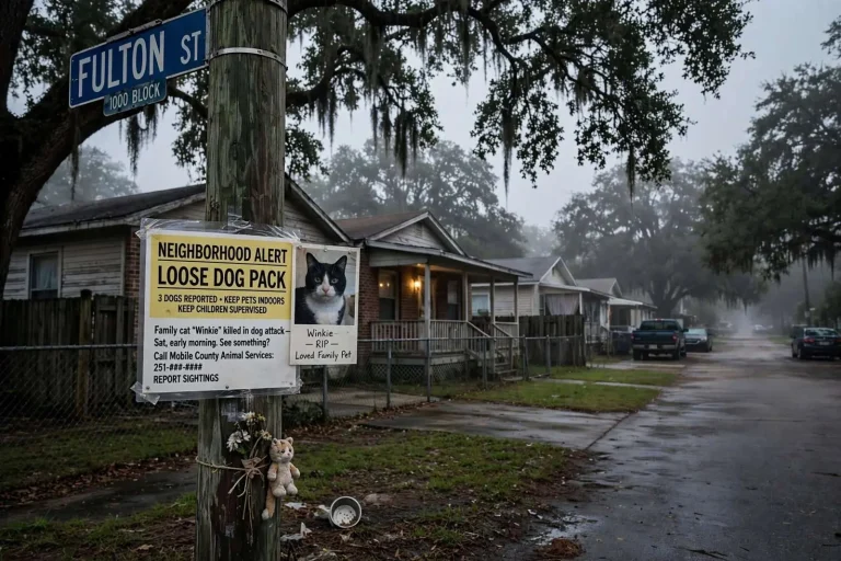 Illustration for the news story: Family Cat Killed in Reported Dog Attack Has Midtown Mobile Neighbors on Edge