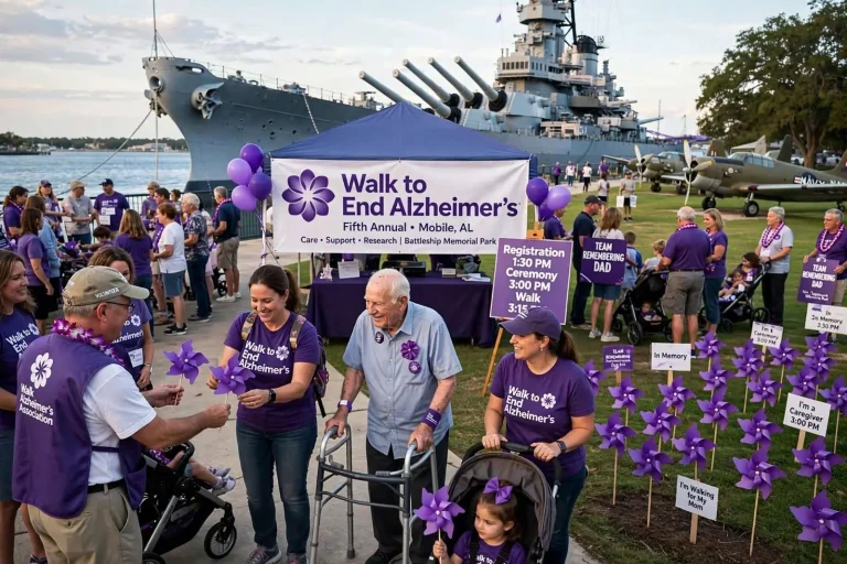 Illustration for the news story: Walk to End Alzheimer’s Returns to Battleship Memorial Park in Mobile