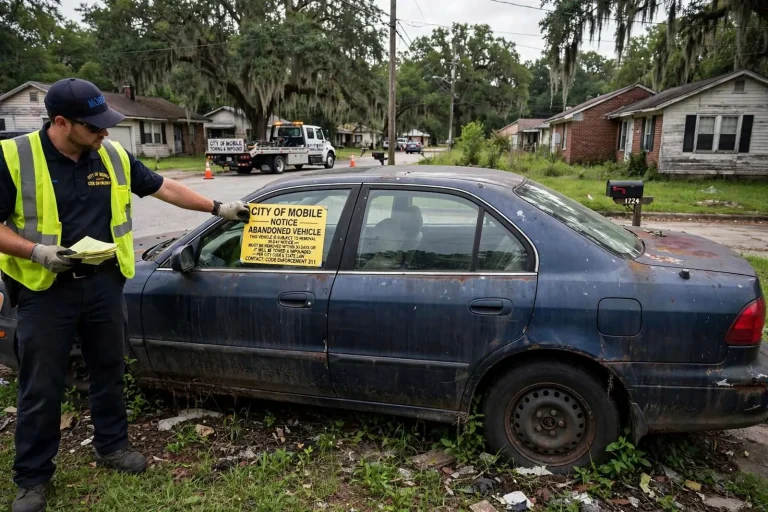 Illustration for the news story: City of Mobile begins towing abandoned cars to fight blight
