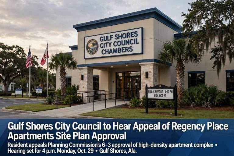 Illustration for the news story: Gulf Shores City Council to Hear Appeal of Regency Place Apartments Site Plan Approval