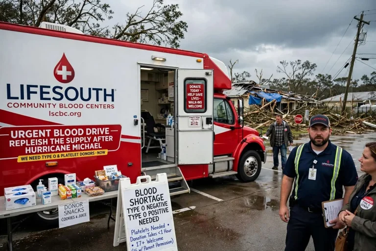 Illustration for the news story: LifeSouth Calls on Gulf Coast Donors to Replenish Blood Supply After Hurricane Michael