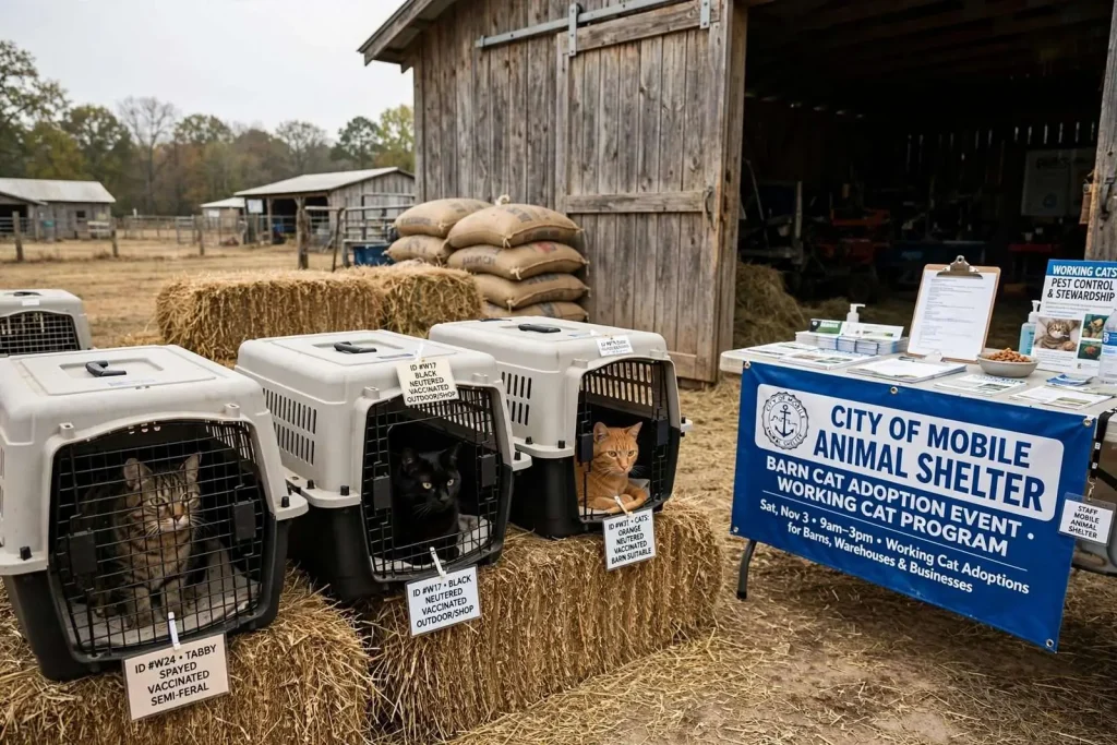 Illustration for the news story: Mobile Animal Shelter Seeks Barns and Businesses for Working Cat Adoptions